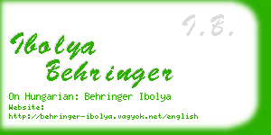 ibolya behringer business card